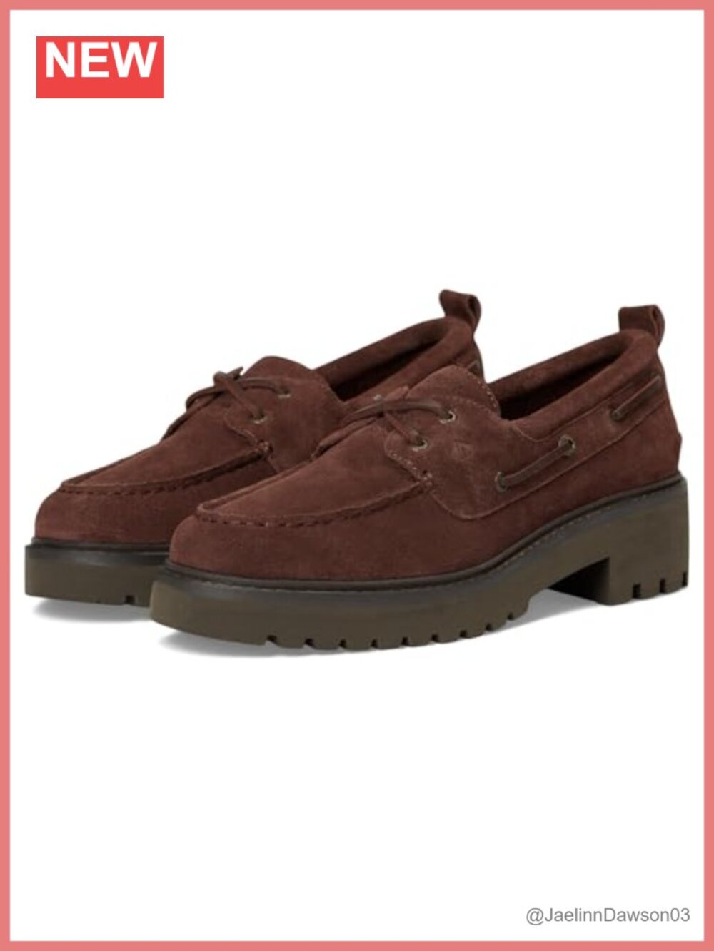 Women's Leather Boat Shoes Two-Eye Lace Rubber Lug Outsole Slip-On Loafers